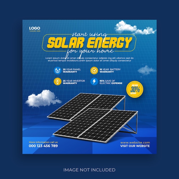 Bespaar energie zonnepaneel instagram social media post sjabloonontwerp