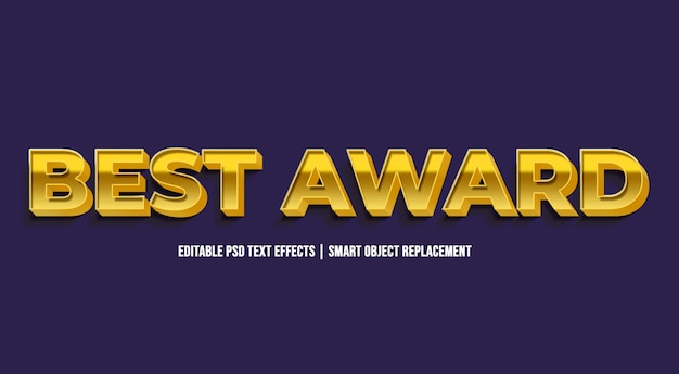PSD Лучшая награда - роскошные золотые текстовые эффекты