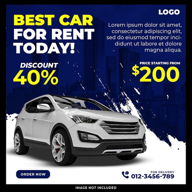 PSD best car for rent social media template design