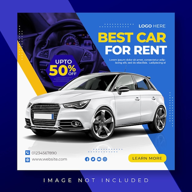 Best Car Rent 특별 프로모션 제안 소셜 미디어 Instagram 게시물 배너 템플릿 디자인