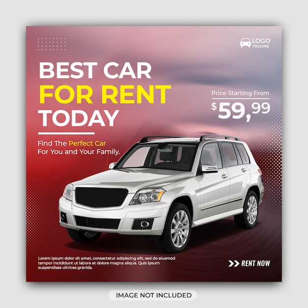 Best car rental deal in your city social media square flyer template