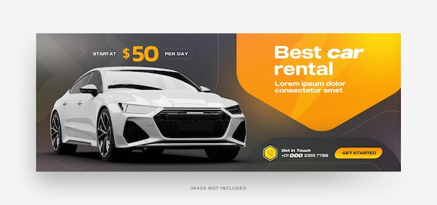 PSD best car rental for facebook cover social media post or web banner template