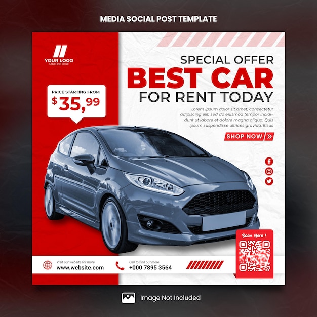 PSD best car for rental media social post template