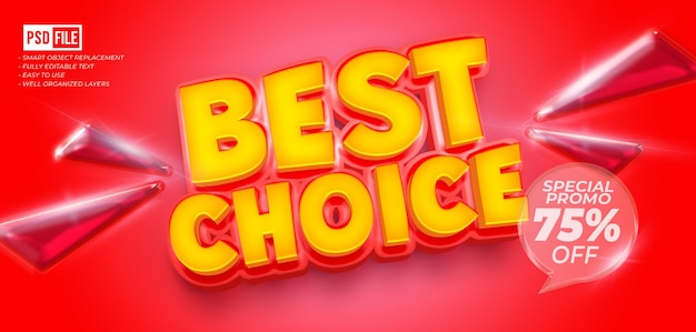 PSD best choice 3d style banner with custom text editable photoshop text effect