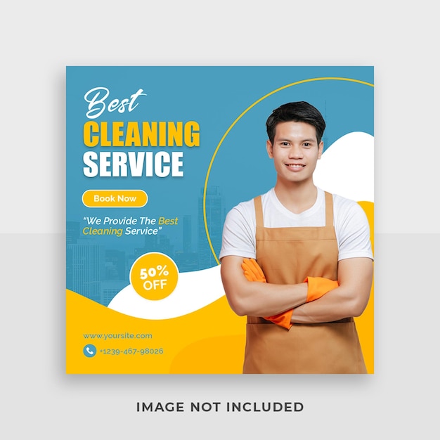 Best cleaning service for home square social media post template