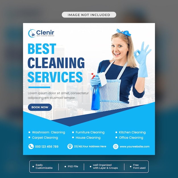 Пост в социальных сетях и веб-баннер best cleaning service