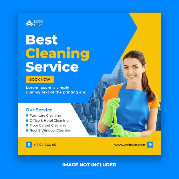 PSD best cleaning service social media post and web banner template