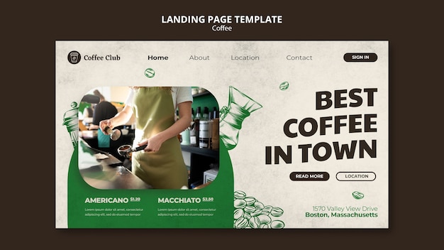 PSD best coffee in town landing page