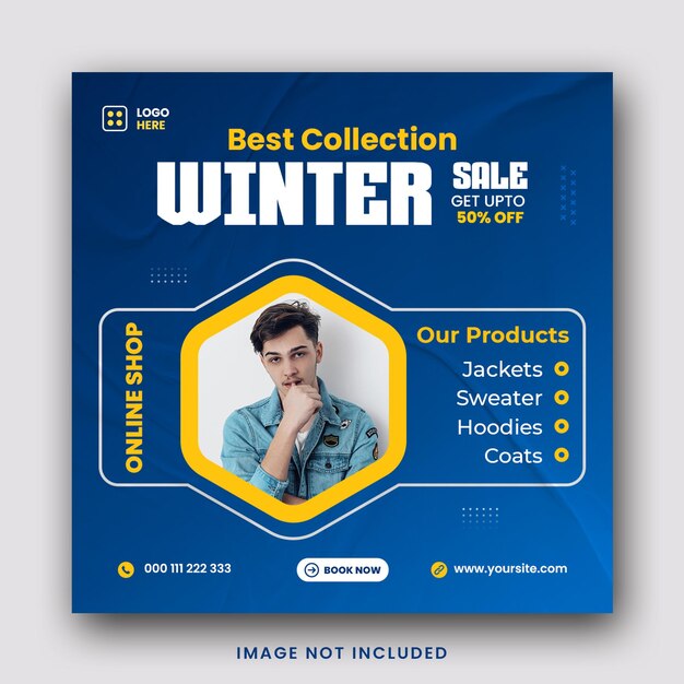 Best collection winter sale social media instagram post template