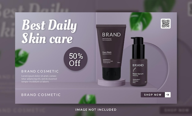 Best daily skin care product promotion web banner template