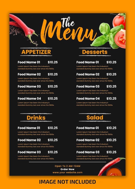 best food menu template design for restaurant