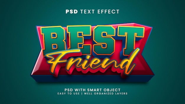 Best friend editable text effect modern 3d creative