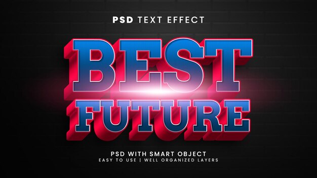 ミッションとビジョンのテキストスタイルを備えた最高の未来の3D編集可能なテキスト効果