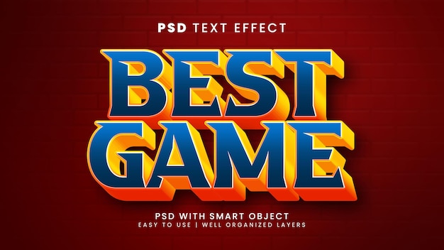 Лучшая игра 3d редактируемый текстовый эффект со стилем текста спорт и победитель