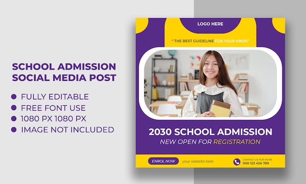 The best Kids School education admission social media post template