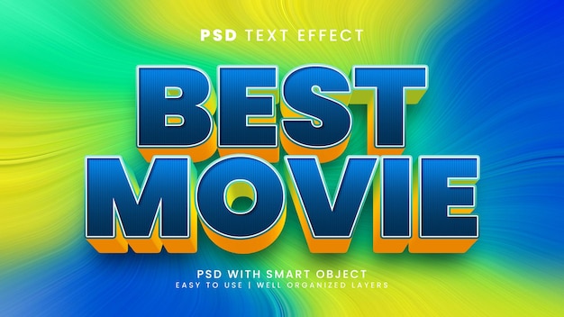 PSD best movie 3d editable text effect with star and celebrity text style