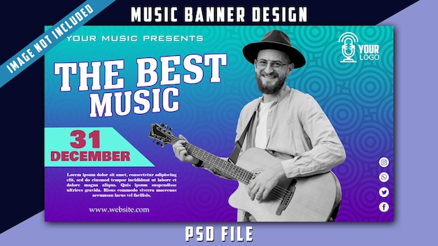 PSD the best music banner template design