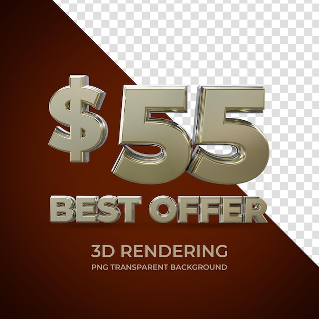 Best offer 55 dollar 3d rendering isolated transparent background