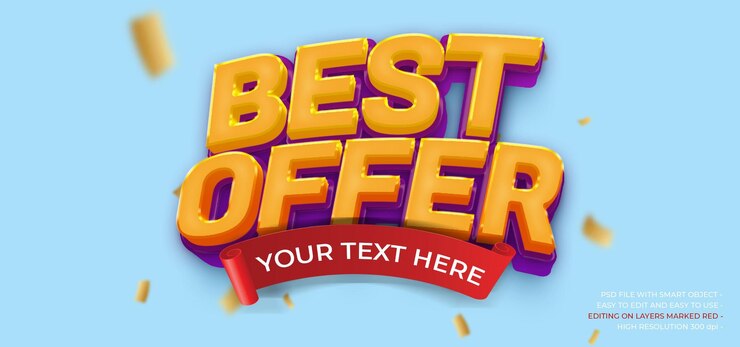 PSD best offer banner with editable 3d style text effect