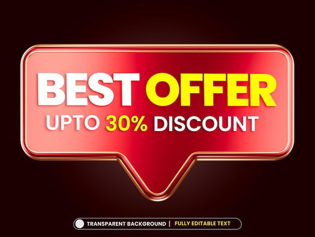 Best Offer Sale Label with Red Ribbon Design Element