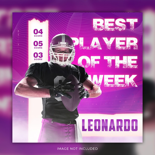 PSD best player american football social media banner template purple