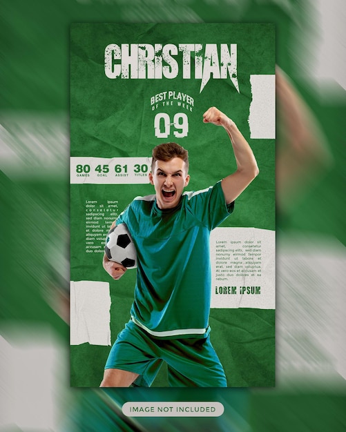 PSD best player football instagram story post green