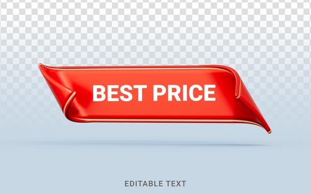 Best price sale banner ribbon template design 3d render concept for big offer in shopping mall