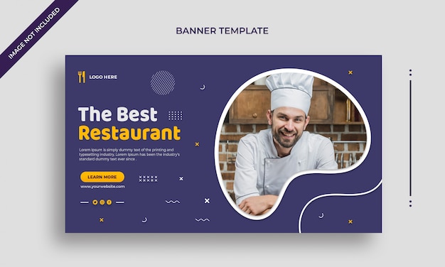 Лучший ресторан простой горизонтальный веб-баннер или шаблон сообщения в социальных сетях