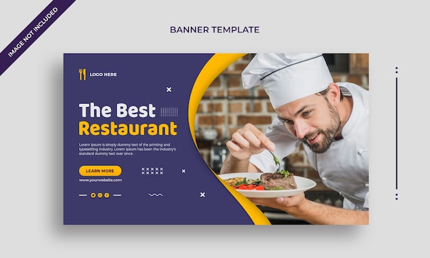 PSD best restaurant simple horizontal web banner or social media post template