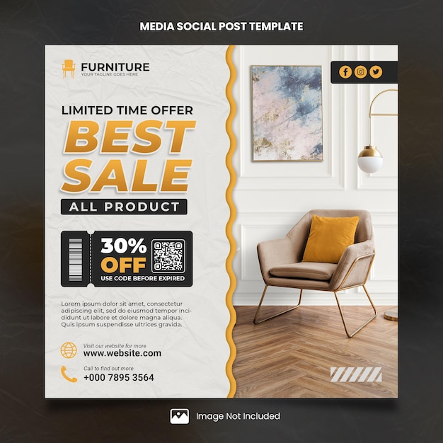 PSD best sale furniture media social post template