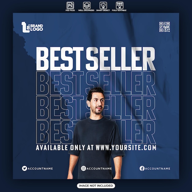 PSD best seller poster or social media instagram post template