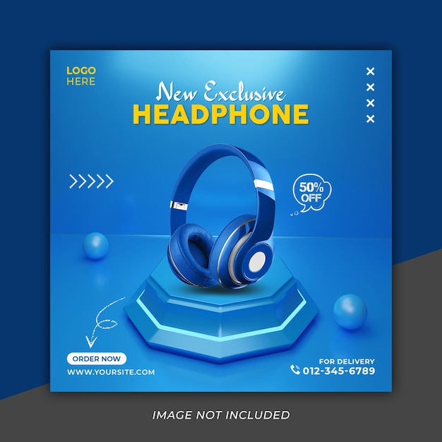 Best selling headphone sale social media instagram post template premium psd