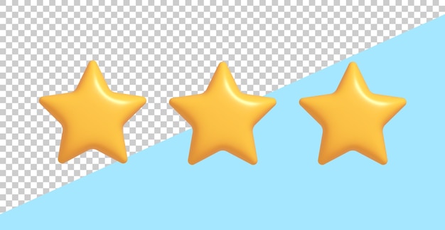 Best star rating symbol or satisfaction product quality customer review 3D rendering PSD template