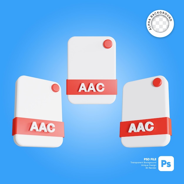 Bestandsindelingen aac 3D Icon render