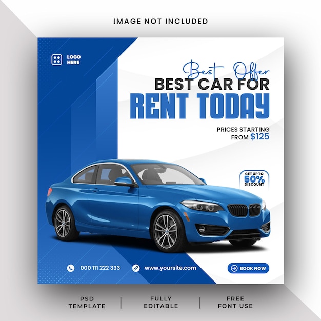 Beste auto voor huur vandaag sociale media Instagram Post Banner sjabloon