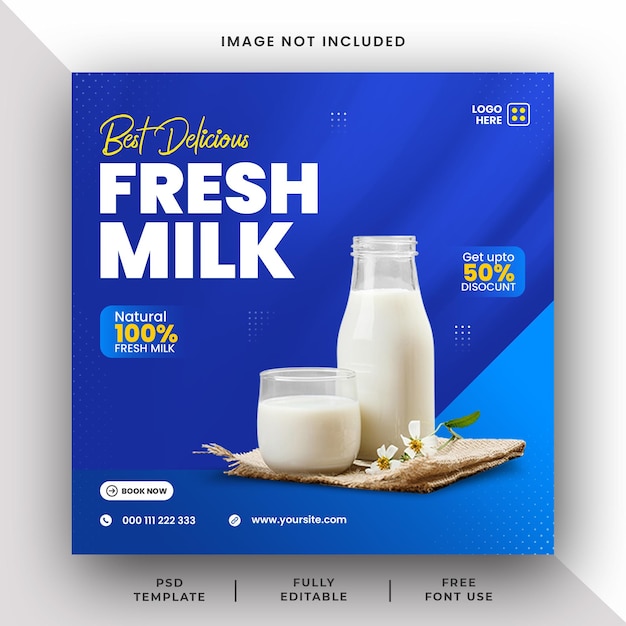 Beste Delicious Fresh Milk Social Media Instagram Post Banner sjabloon