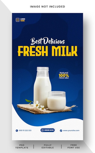 Beste Delicious Fresh Milk Social Media Instagram Story Banner sjabloon
