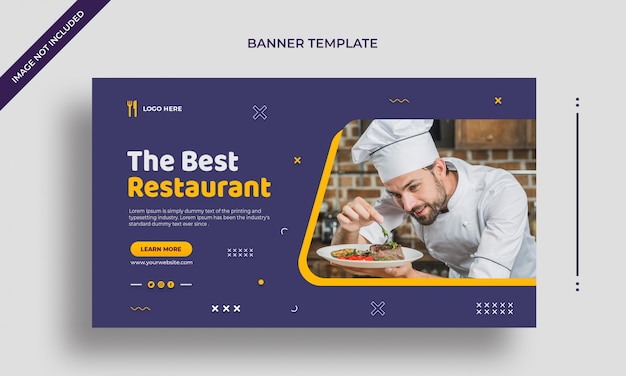 PSD beste restaurant eenvoudige horizontale webbanner of postsjabloon voor sociale media