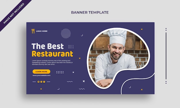 PSD beste restaurant eenvoudige horizontale webbanner of postsjabloon voor sociale media