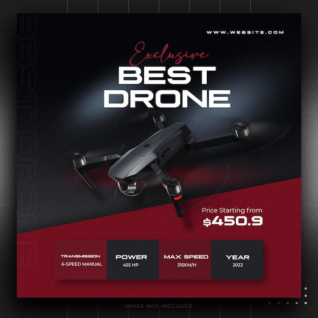 PSD beste sjabloonontwerp voor drone-banners voor sociale media