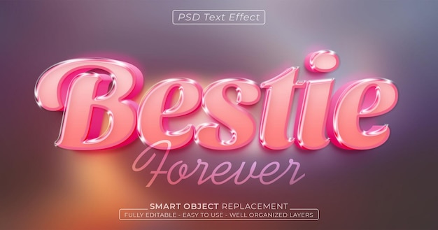 PSD bestie text glossy editable 3d style text effect