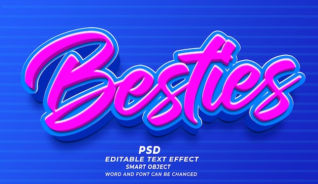 Besties 3D bewerkbaar teksteffect Photoshop PSD-stijl