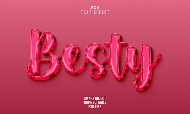 PSD besty 3d bewerkbaar teksteffect