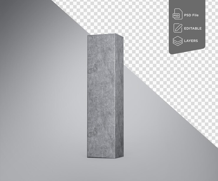 PSD beton hoofdletter i alfabet ik maakte van grijze betonnen steen op grijze achtergrond 3d illustratie