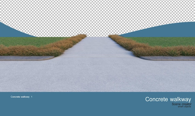 Beton yürüyüş yolları ve çok çeşitli çalılar