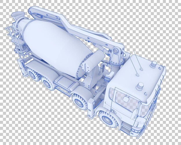 Betonmixer op transparante achtergrond 3d-rendering illustratie