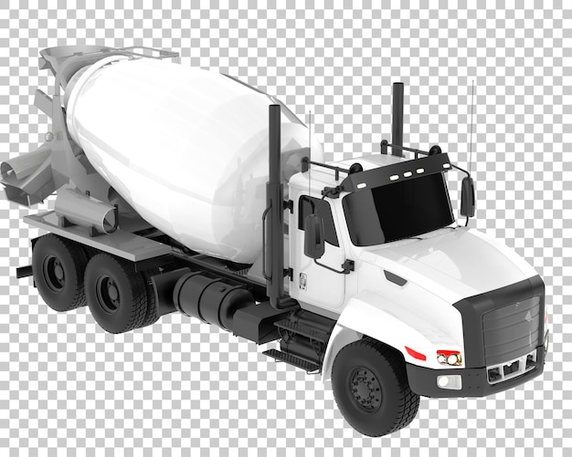 PSD betonmixer vrachtwagen geïsoleerd op transparante achtergrond 3d-rendering illustratie