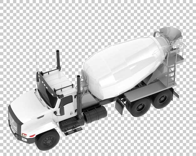 PSD betonmixer vrachtwagen geïsoleerd op transparante achtergrond 3d-rendering illustratie