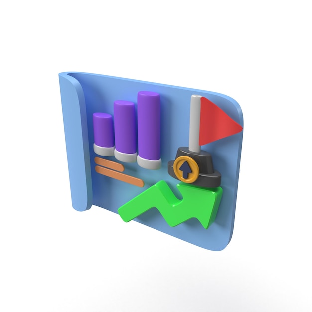 Beurs grafisch 3d illustratie pictogram op geïsoleerde achtergrond