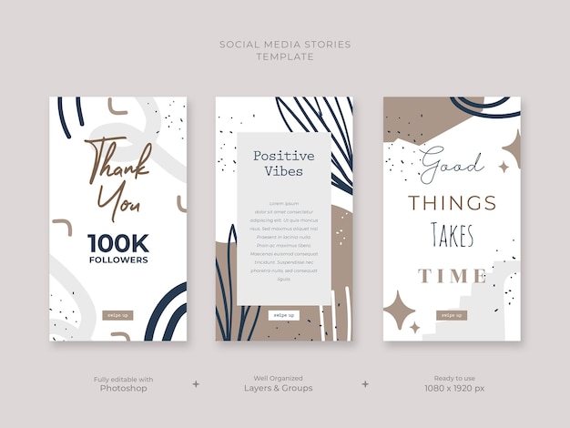 PSD beutiful abstract shape social media stories template